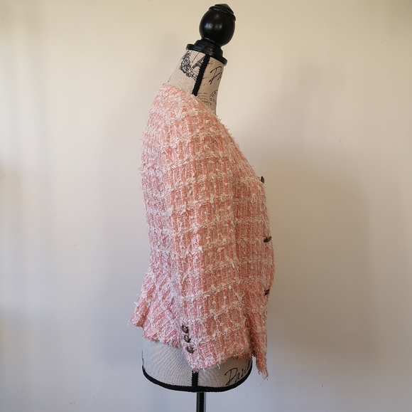 Zara pink tweed "Chanel" style open front Blazer - Picture 3 of 9